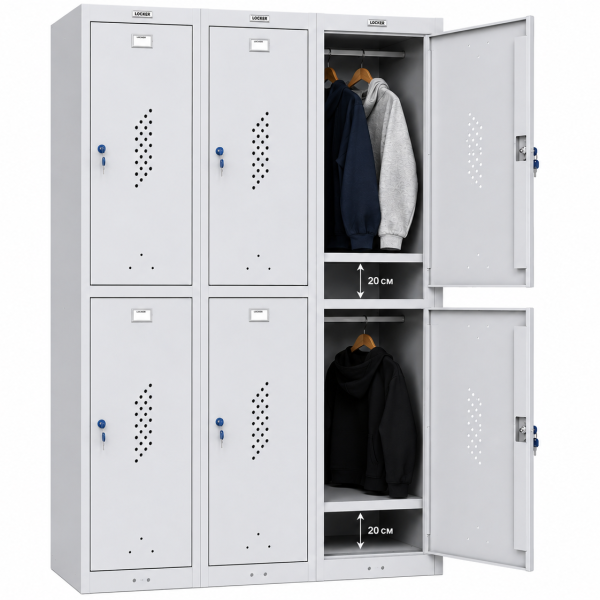Шесторен метален гардероб 3×2 LOCKER ML/LS-12-60 (183*90*50 см)