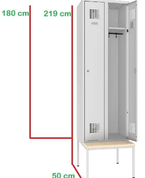 Двоен метален гардероб с пейка MALOW Sum 320/P323 (219х60х75см)