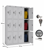 Метален шкаф за багаж с 12 врати LOCKER ML 13-120 (183 x 120 x 50 см)